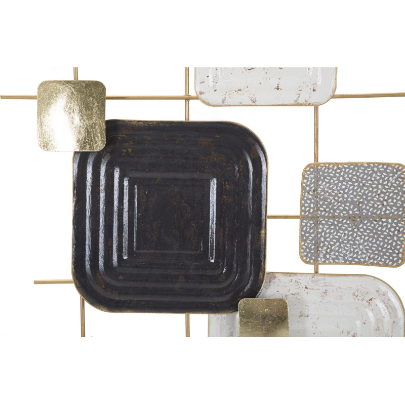 Décoration murale moderne Motifs géométriques 80x80 Métal Doré Noir Gris Cubes 