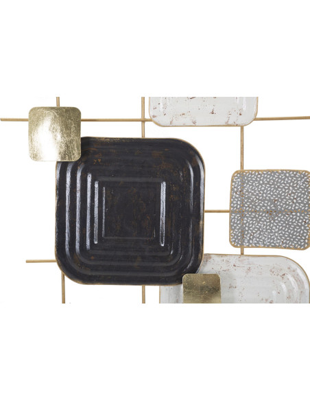 Décoration murale moderne Motifs géométriques 80x80 Métal Doré Noir Gris Cubes 