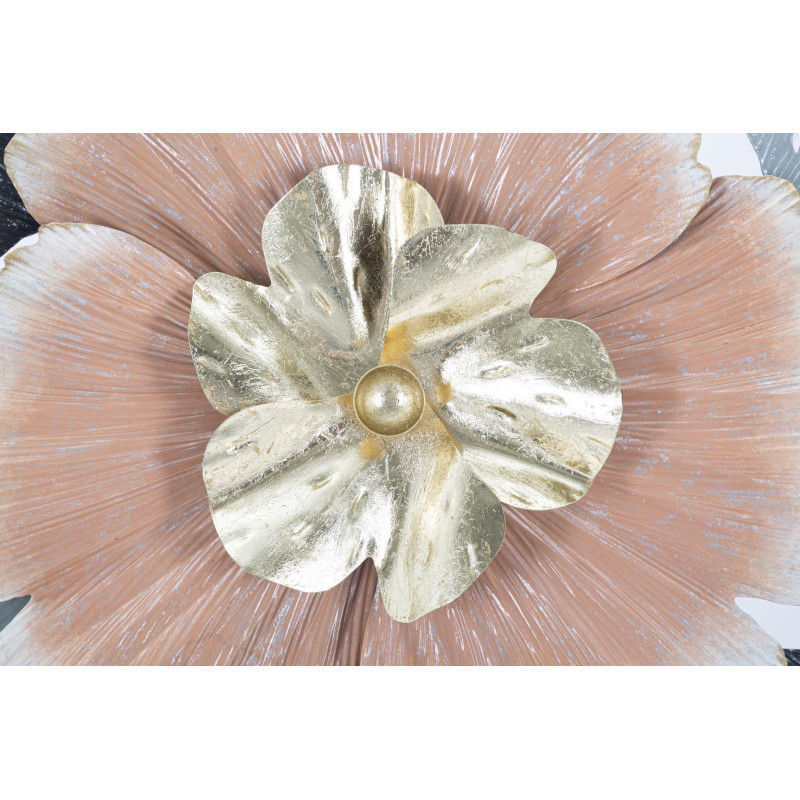 Décoration murale tropicale chic 93x53 Métal Rose Noir Doré Soty 