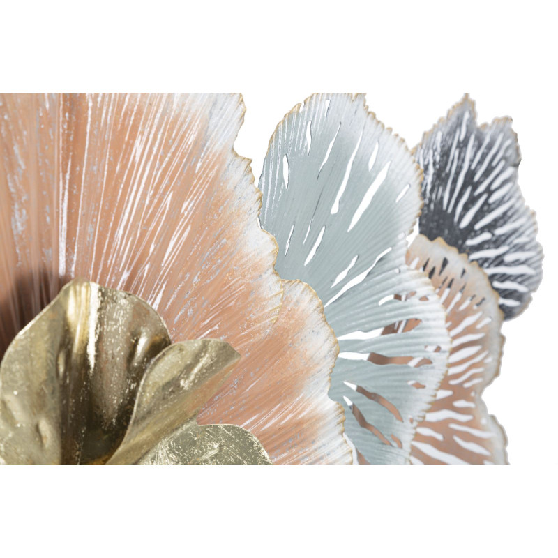 Décoration murale tropicale chic 93x53 Métal Rose Noir Doré Soty 