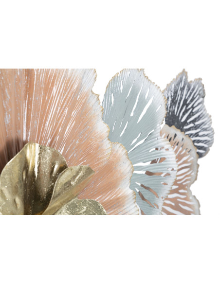 Décoration murale tropicale chic 93x53 Métal Rose Noir Doré Soty 