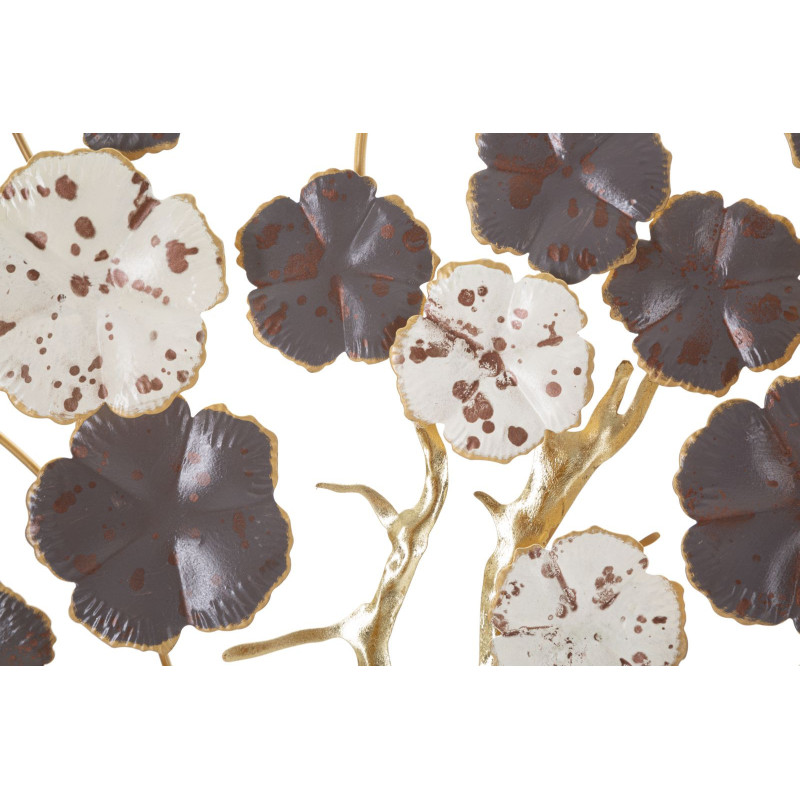Décoration murale moderne Arbre fleuri 73x80 Métal Marron Blanc crème Doré Albero 
