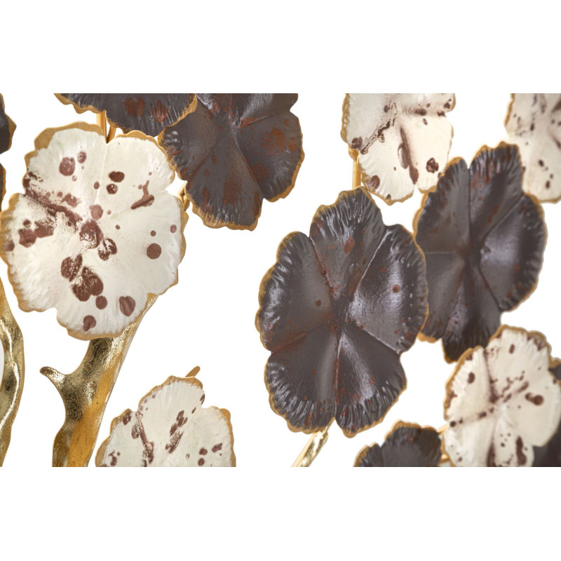 Décoration murale moderne Arbre fleuri 73x80 Métal Marron Blanc crème Doré Albero 
