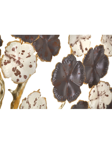 Décoration murale moderne Arbre fleuri 73x80 Métal Marron Blanc crème Doré Albero 