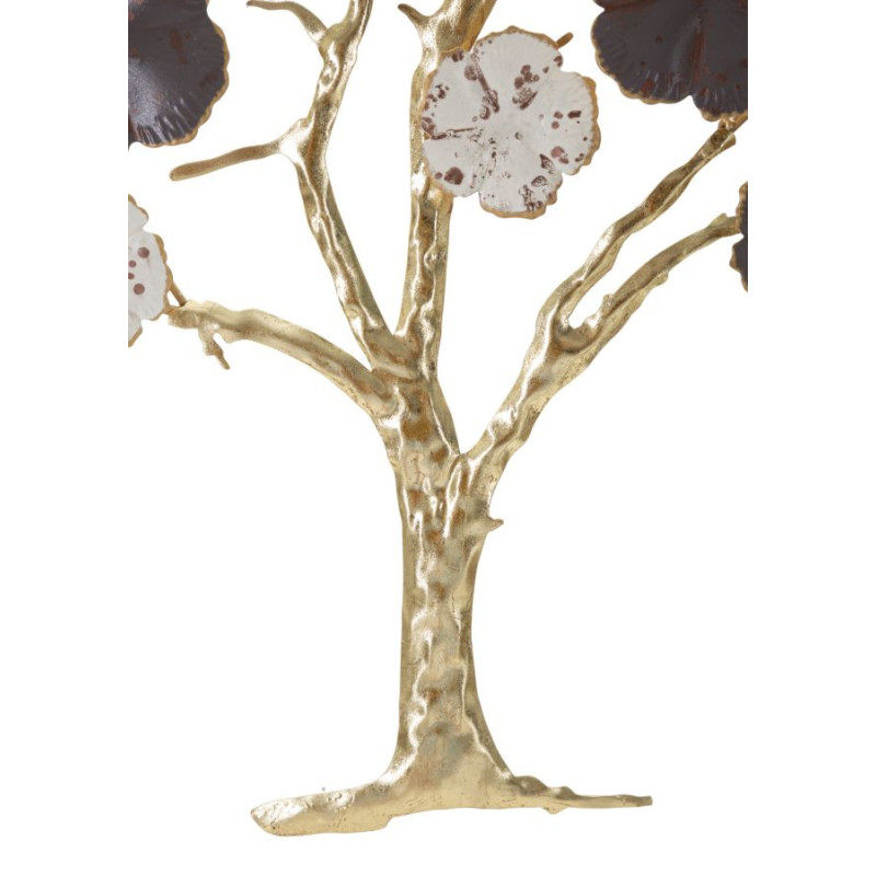 Décoration murale moderne Arbre fleuri 73x80 Métal Marron Blanc crème Doré Albero 