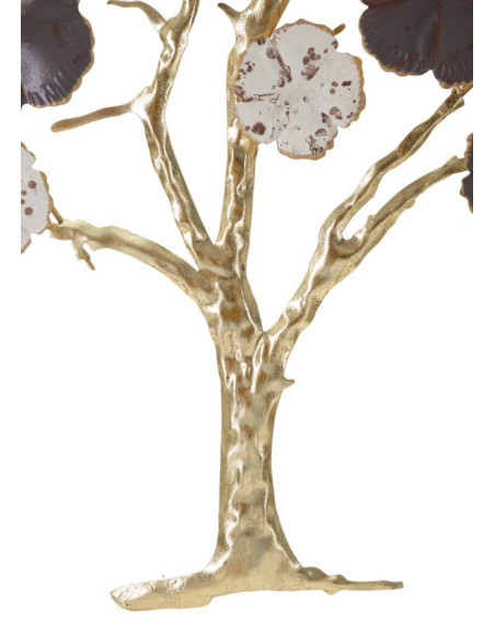 Décoration murale moderne Arbre fleuri 73x80 Métal Marron Blanc crème Doré Albero 