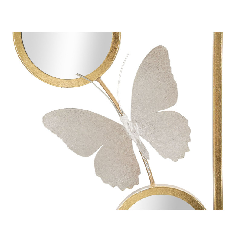 Décoration murale moderne Papillons & Miroirs 31x90 Métal Doré Argenté Buttry A 