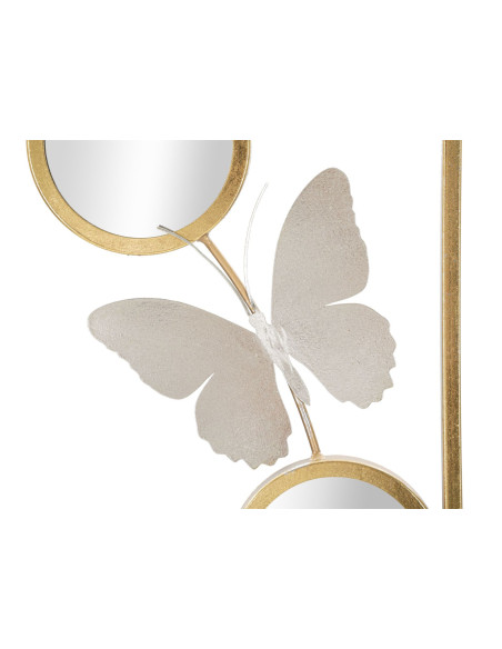 Décoration murale moderne Papillons & Miroirs 31x90 Métal Doré Argenté Buttry A 