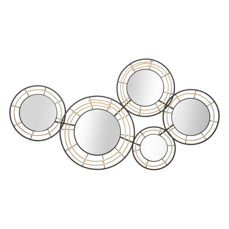 Grande Décoration murale moderne Miroirs 111x59 Métal Noir Doré Oporto 