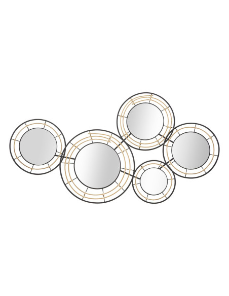 Grande Décoration murale moderne Miroirs 111x59 Métal Noir Doré Oporto 