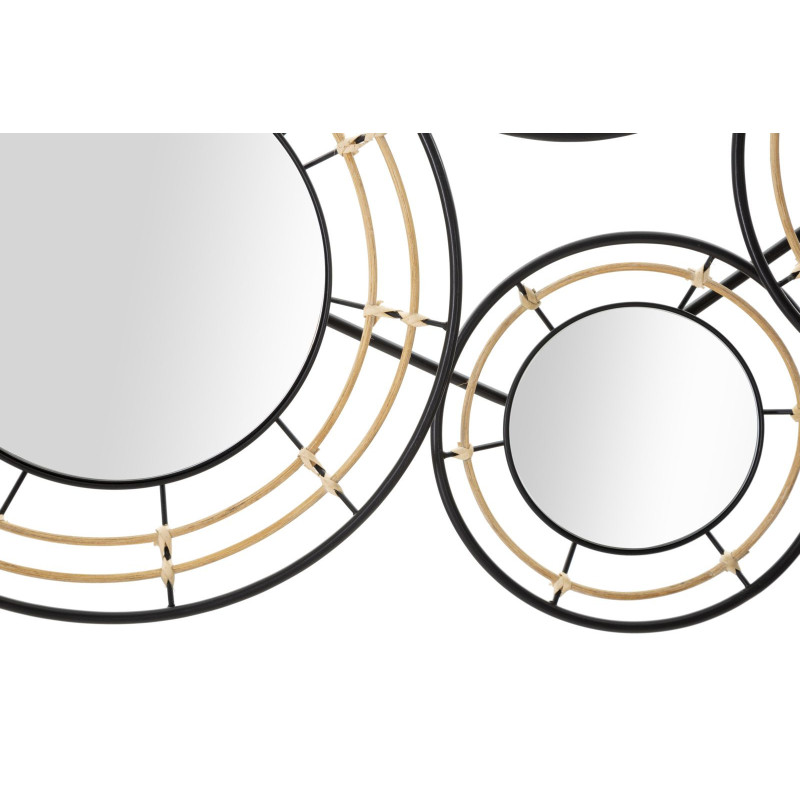 Grande Décoration murale moderne Miroirs 111x59 Métal Noir Doré Oporto 