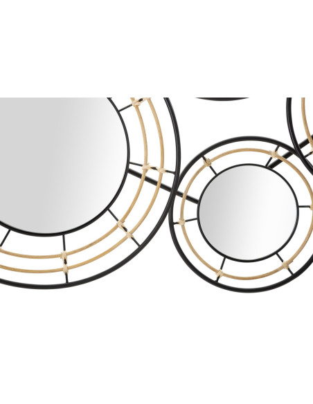 Grande Décoration murale moderne Miroirs 111x59 Métal Noir Doré Oporto 