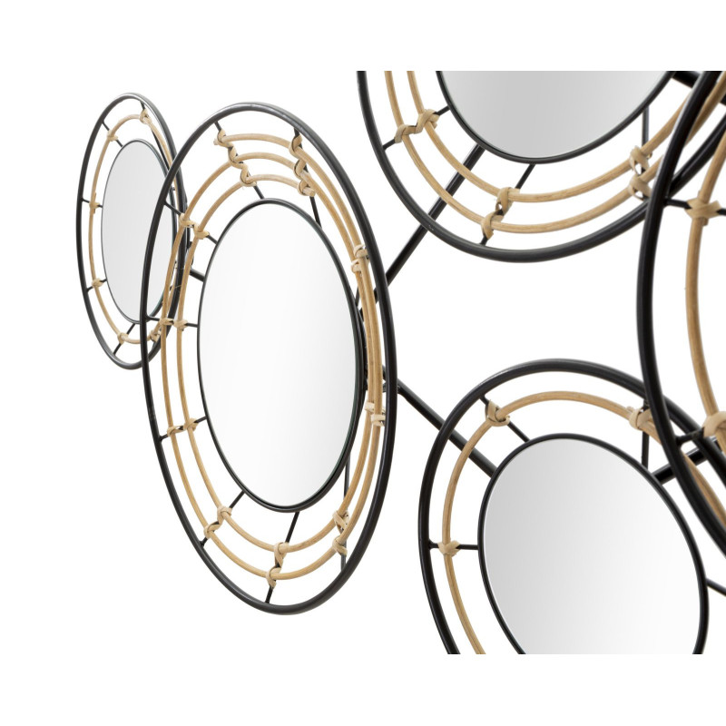 Grande Décoration murale moderne Miroirs 111x59 Métal Noir Doré Oporto 