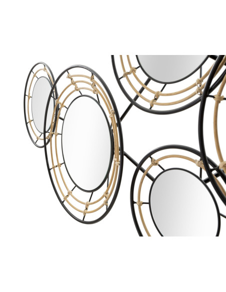 Grande Décoration murale moderne Miroirs 111x59 Métal Noir Doré Oporto 