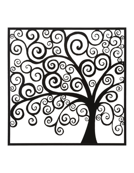 Grande Décoration murale moderne Arbre 100x100 Métal Noir Three 