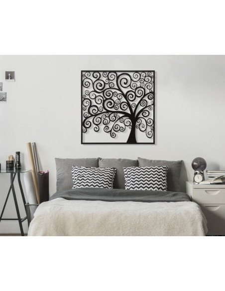 Grande Décoration murale moderne Arbre 100x100 Métal Noir Three 
