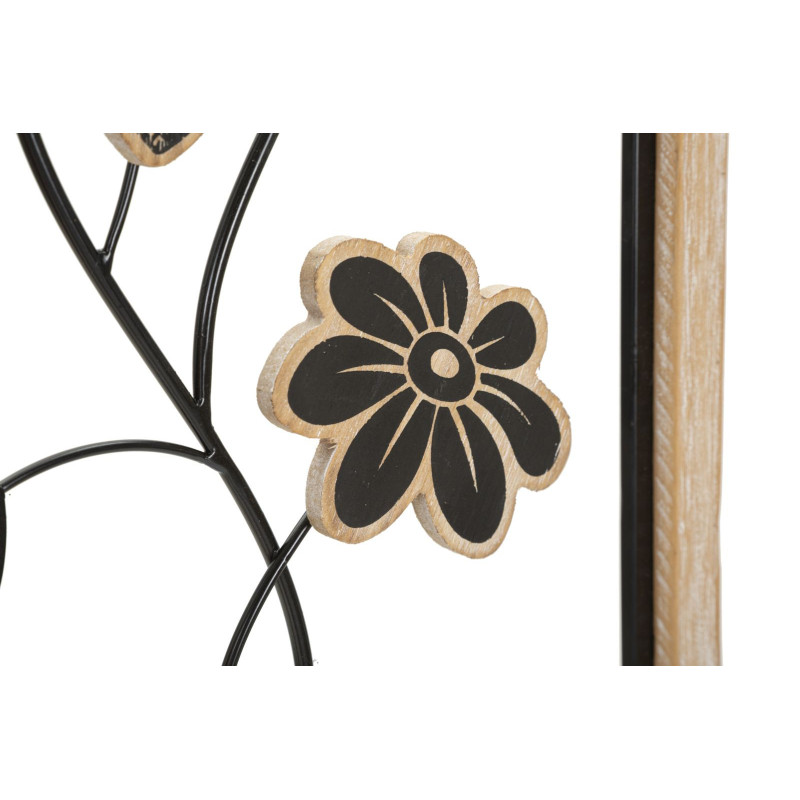 Décoration murale moderne Fleurs 30x60 Métal Noir Bois MDF Naturel Girish A 