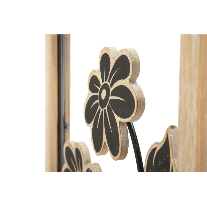 Décoration murale moderne Fleurs 30x60 Métal Noir Bois MDF Naturel Girish A 