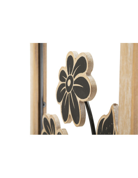 Décoration murale moderne Fleurs 30x60 Métal Noir Bois MDF Naturel Girish A 