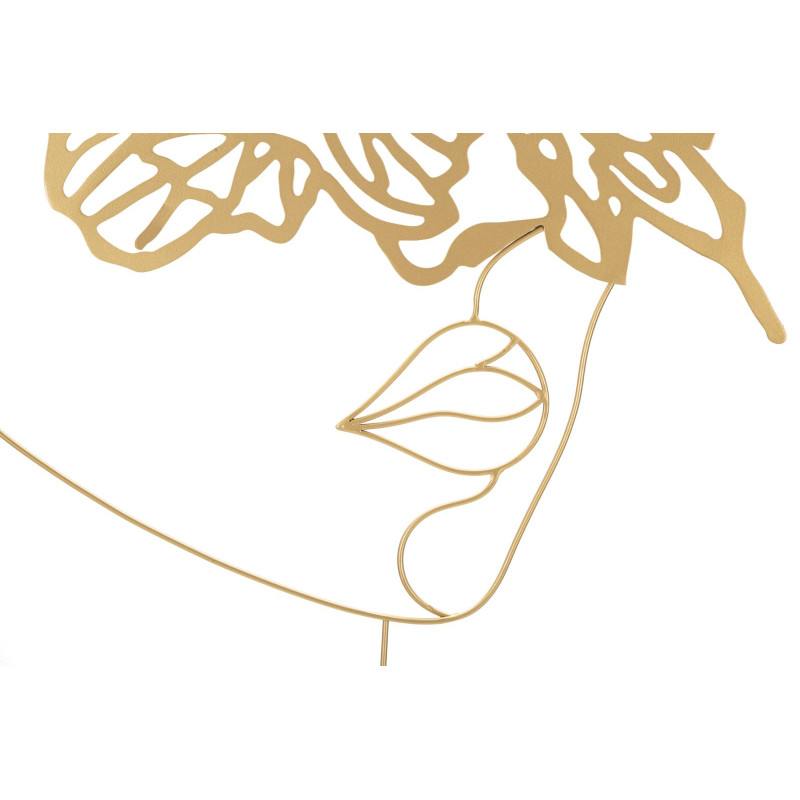 Décoration murale abstraite Femme Papillons 60x80 Métal Doré Face 