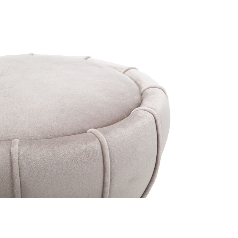 Pouf moderne chic Fleur 40 cm Velours Gris Bois Doré Flower 