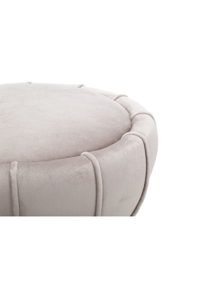 Pouf moderne chic Fleur 40 cm Velours Gris Bois Doré Flower 