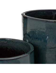 Cache-pot Rond XL en Céramique Bleu Juan (Lot de 2) - 2