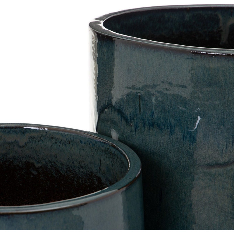 Cache-pot Rond XL en Céramique Bleu Juan (Lot de 2) - 2