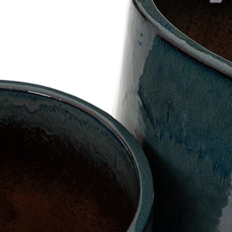 Cache-pot Rond XL en Céramique Bleu Juan (Lot de 2) - 4