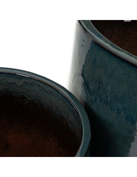 Cache-pot Rond XL en Céramique Bleu Juan (Lot de 2) - 4