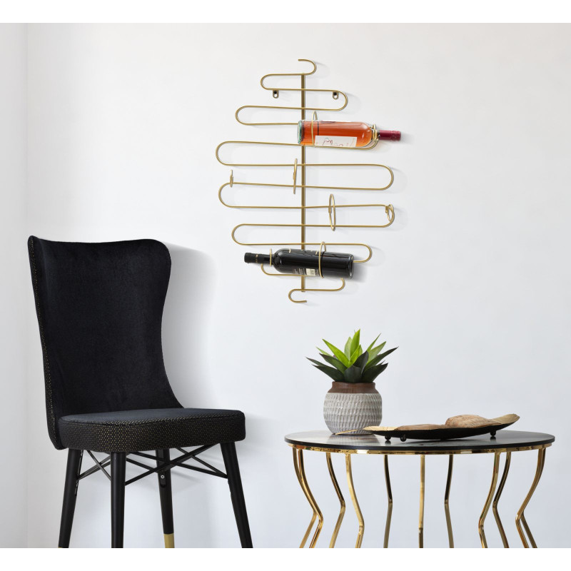 Grand Porte bouteilles moderne chic Hauteur 72 cm Métal Doré Alid 