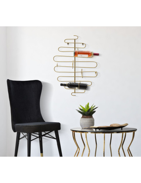 Grand Porte bouteilles moderne chic Hauteur 72 cm Métal Doré Alid 