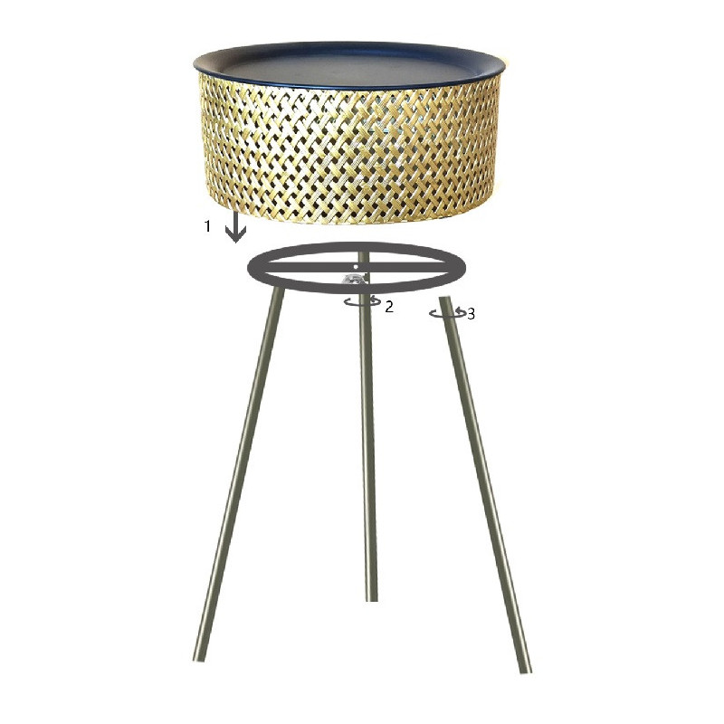 Table d'appoint moderne avec rangement Ronde 40 cm en Métal Doré Glovy 