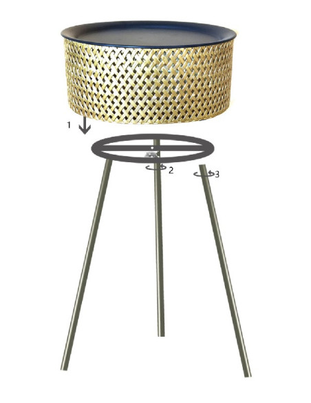 Table d'appoint moderne avec rangement Ronde 40 cm en Métal Doré Glovy 