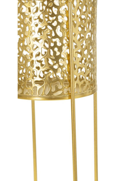 Cache-pot sur pied moderne chic Rond Métal Doré Ajouré Nat (Lot de 2) 