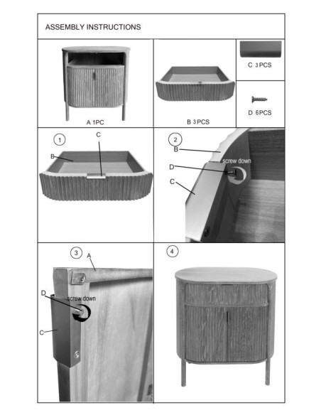Buffet scandinave chic Bas 2 portes 1 tiroir Bois de sapin Bois MDF Marron Métal Doré Goteborg - 11