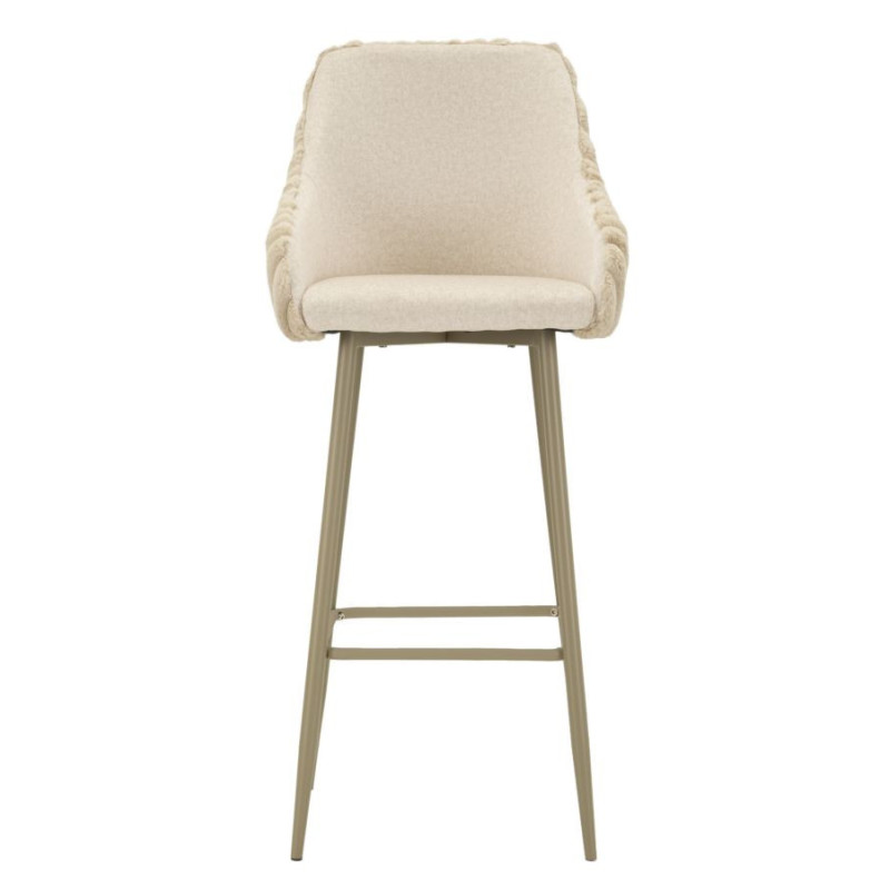 Tabouret de bar moderne chic Velours Côtelé Métal Blanc crème Alaska (Lot de 2) 