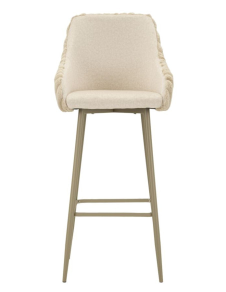 Tabouret de bar moderne chic Velours Côtelé Métal Blanc crème Alaska (Lot de 2) 