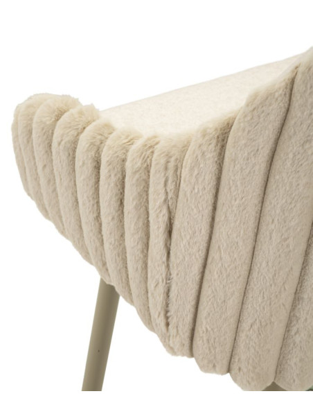 Tabouret de bar moderne chic Velours Côtelé Métal Blanc crème Alaska (Lot de 2) 