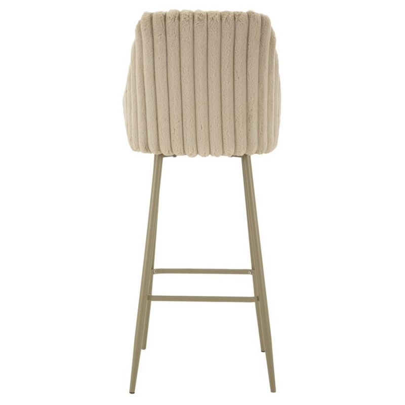 Tabouret de bar moderne chic Velours Côtelé Métal Blanc crème Alaska (Lot de 2) 
