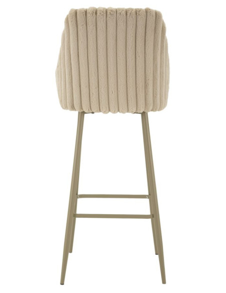 Tabouret de bar moderne chic Velours Côtelé Métal Blanc crème Alaska (Lot de 2) 