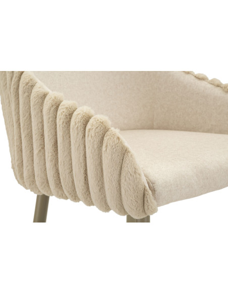 Tabouret de bar moderne chic Velours Côtelé Métal Blanc crème Alaska (Lot de 2) 