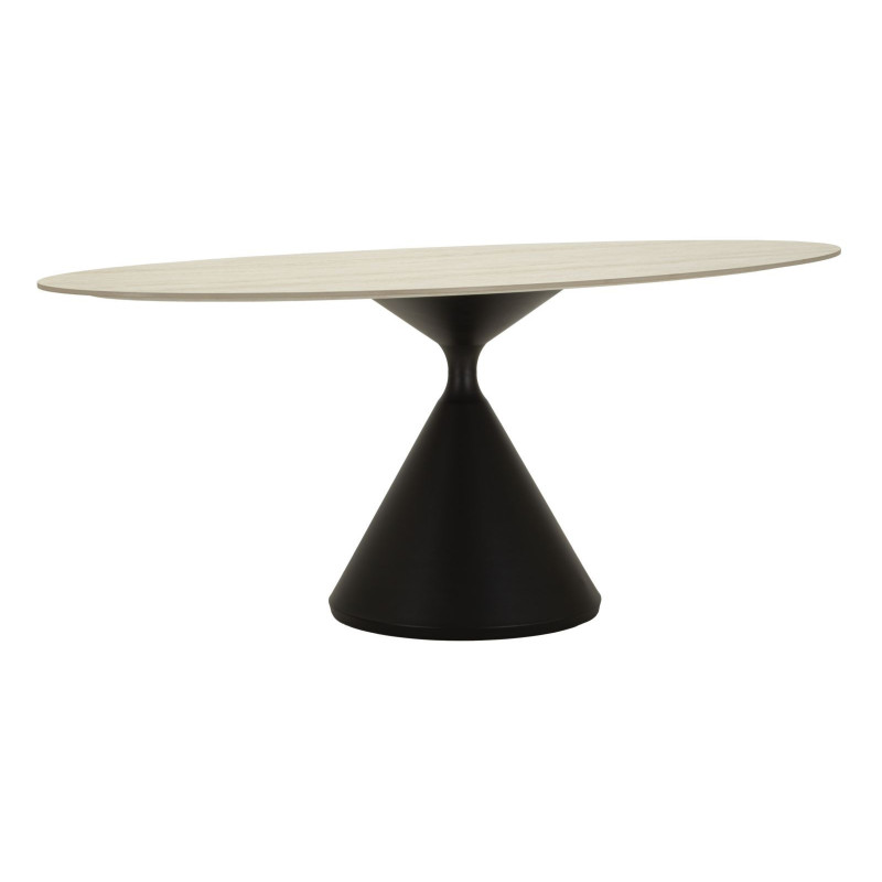 Grande Table à manger moderne Ovale 6 personnes Bois MDF Naturel Bois de frêne Métal Noir Space 