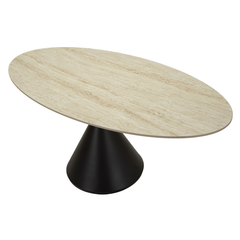 Grande Table à manger moderne Ovale 6 personnes Bois MDF Naturel Bois de frêne Métal Noir Space 
