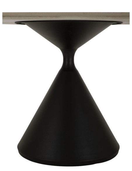 Grande Table à manger moderne Ovale 6 personnes Bois MDF Naturel Bois de frêne Métal Noir Space 