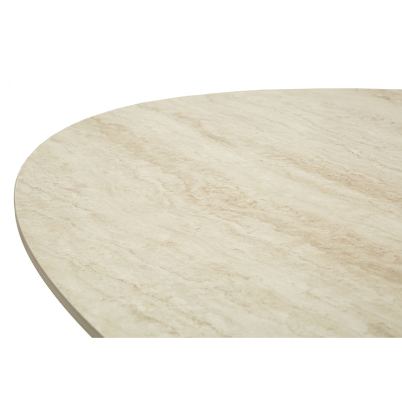 Grande Table à manger moderne Ovale 6 personnes Bois MDF Naturel Bois de frêne Métal Noir Space 