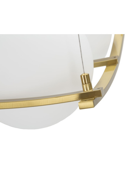 Grande Suspension moderne chic 4 boules 45 cm Verre Blanc Métal Doré Japan 