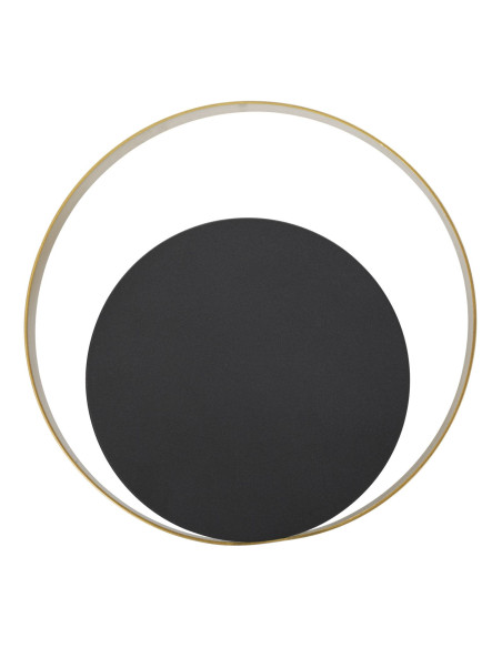 Applique murale moderne Disque 25 cm Métal Noir Doré Shuttle 