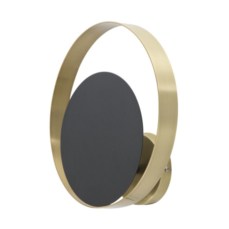 Applique murale moderne Disque 25 cm Métal Noir Doré Shuttle 