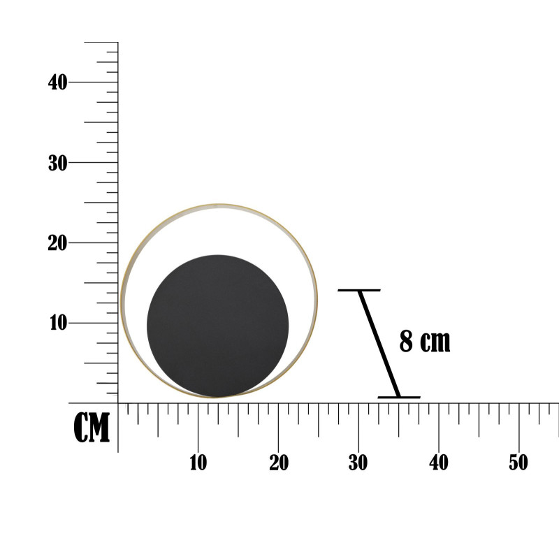Applique murale moderne Disque 25 cm Métal Noir Doré Shuttle 